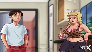 Mature Visual novel character being Sensual handjob