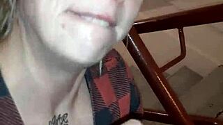 Big black cock gets a facial from a mature woman