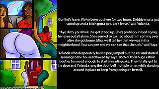 Comic fantasy in which young man satisfies his sexual desires with step mom, and curvy friends