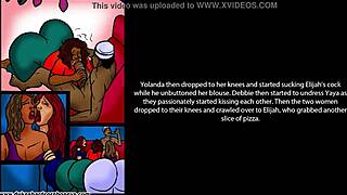 Comic fantasy in which young man satisfies his sexual desires with step mom, and curvy friends