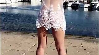 Mature milf proudly used to show off her assets in public