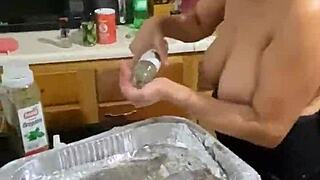 Cooking time with Anna Maria, mature Latina in the kitchen