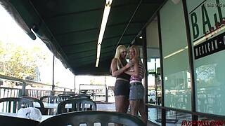 blonde lesbian picks up bigtits babe for sex