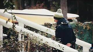 We had hot sex after playing in the cold snow, licking and blowing