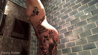 Big ass mature woman enjoys showering in a fitness center
