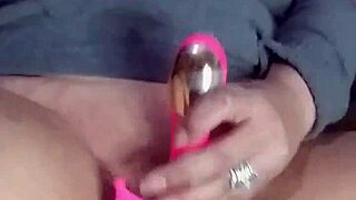 A mature woman squirts massively using a remote vibrator, and dildo