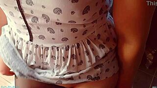 why is this hot milf pulling up her pantyhose full of cum?