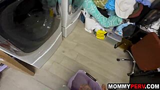For his hard work, his MILF stepmom gives her stepson a sensual blowjob