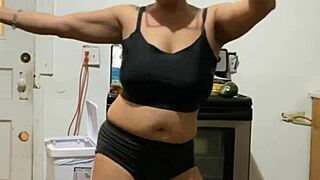 anna maria in mature latina black workout apparel. part 2 of her teasing session