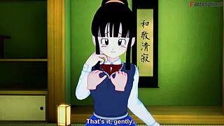 chichi is fucking gohan and goku in this threesome