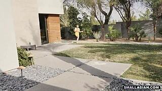 teaming up on asian teen for threesome