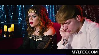 Slutty fortune teller licks young 18+ boy in roleplay