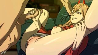 Power Licks Denji's Cock In Hentai Scene