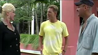 Cougar milf gets banged hard in wild threesome group