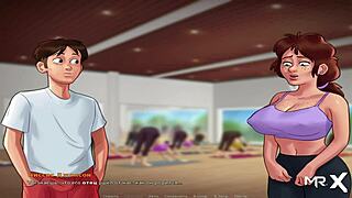Yoga and creampie mature woman in summer saga