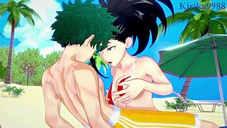 Momo Yaoyorozu And Kyoka Jiro Intense Sex With Izuku Midoriya In My Hero Academia Hentai Creampie