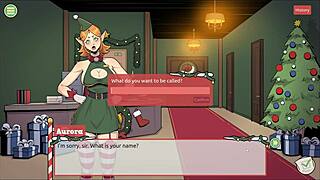 Naughty elf and sexy santa wife in xmas hentai game!