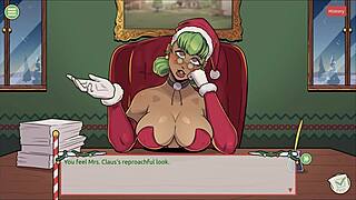 Naughty elf and sexy santa wife in xmas hentai game!