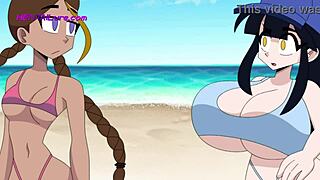 Animated porn movie with a nudist beach theme and no clothes allowed