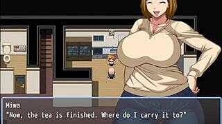 Does the lonely old man grab the milf neighbor's big ass in this hentai game?