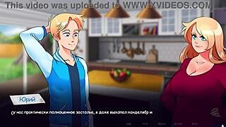 Beautiful anime game with big tits and jerking off scenes