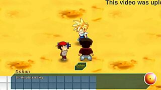 Mr. Satan watches Miss Piiza get gangbanged at Cell Games