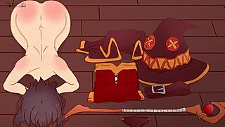 मेगुमिन नेकेड, ब्लैक मैन से हार्ड एक्शन के लिए बेग करती कोनोसुबा हेंटाई पैरोडी में