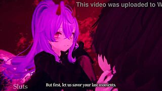 vampire queen in hentai cartoon seduces and dominates hunter into pet with femdom