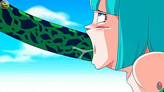 Bulma's big tits bounce during intense monster cock fucking