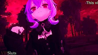 vampire queen in hentai cartoon seduces and dominates hunter into pet with femdom