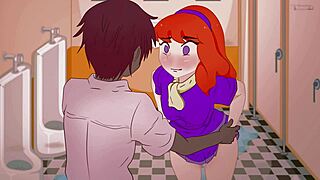 Red-haired Daphne strips panties in toilet for unknown guy! Scooby-Doo parody!