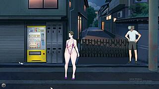 shameless milf shows off big tits and ass in hentai