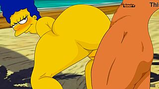 Marge gets wild on nude beach in Simpsons hentai animation 2025