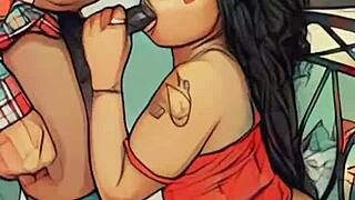 Ebony Mommy Sucks Stepbro's Monster Cock in Hentai, Swallows Cum in Mouth Facial