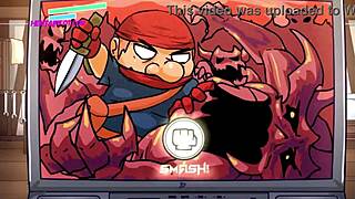 Redhead gamer gets creampied in animated game session