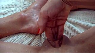 Wet pussy lips and tight pussy masturbation with cumshots