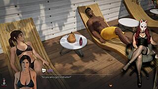 croft adventures ep 18, bikini milf teases outdoors in anime