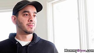 Does this stunning brunette milf reward the plumber with her wet blowjob? Texas Patti and Rob Banks in lingerie.