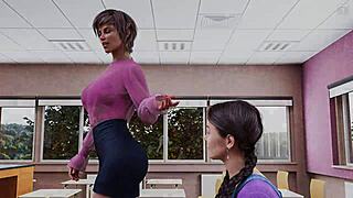 Big natural tits and mature women in Sunville in a video game