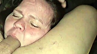 milf sucking cock while playing with her tits deep throat