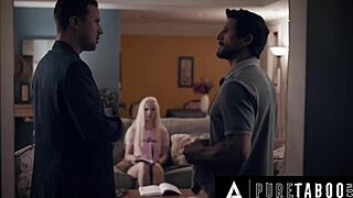 Double penetration action with stepdad and teacher