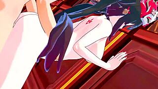 Intense correction in Honkai Star Rail with a mature mommy and big tits