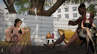 croft adventures ep 18, bikini milf teases outdoors in anime