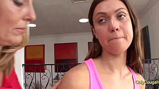 Brenda slides tongue into alyssa reece's sweet young pussy hole