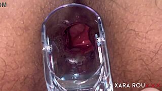 Speculum and anal play with a big booty mature