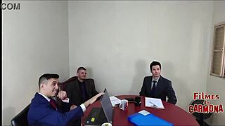 I watched the milf employee suck everyone's cocks during the sofa test, getting her pussy wet and ass fucked bareback.