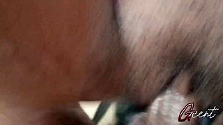Macro shot of a creampie in an amateur video with a mature girlfriend