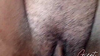Macro shot of a creampie in an amateur video with a mature girlfriend