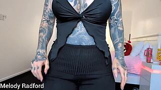 Curvy milf tries on outfits in bedroom