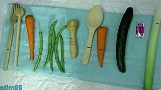 Korean milfs get kinky with vegetable penetration play